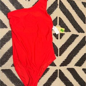 One piece: Red One Shoulder Swimsuit